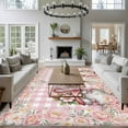 thumbnail image 5 of Valentine's Day Area Rug 5x8 Washable Rug Non Slip Pink Gnomes Rose Flowers Buffalo Plaid Large Area Rug Soft Stainresistant Indoor Floor Carpet for Living Room Bedroom Home Office Dining Room, 5 of 8