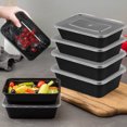 thumbnail image 3 of 1-100pcs Black Disposable Food Containers  Plastic Takeaway Box with Lid for Salad Sandwiches Fruit Kitchen Refrigerator Storage, 3 of 6