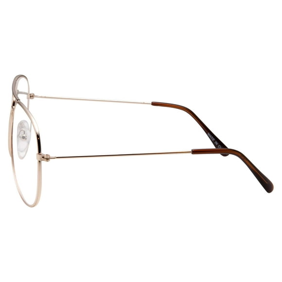 grinderPUNCH Retro Aviator Clear Lens Vintage Gold Metal Frame Glasses