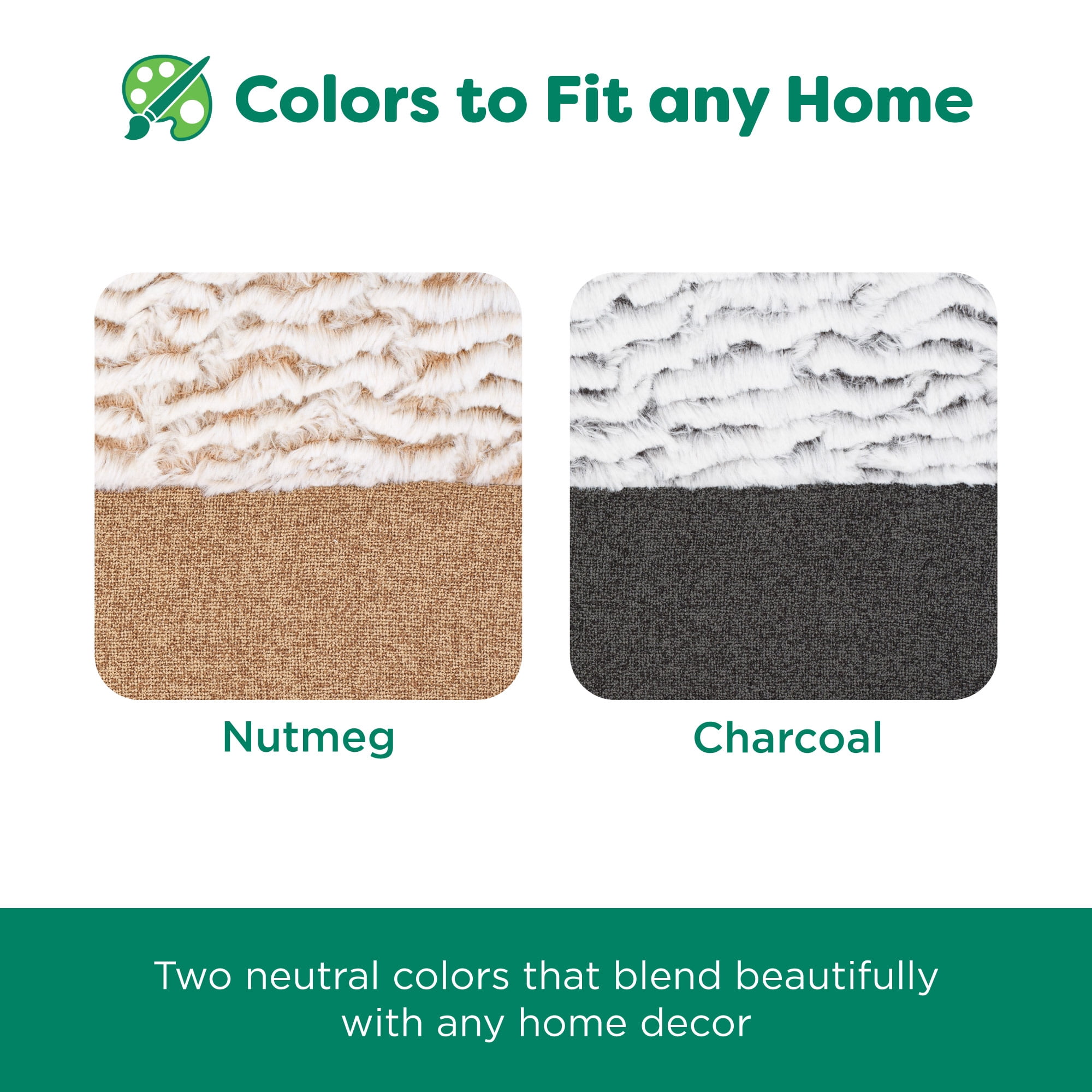 FurHaven Jumbo (32"x40") Orthopedic Dog Bed – Birch Faux Fur & Soft Faux Linen Modern Sofa Pet Bed, CertiPUR-US Foam, Removable Washable Cover, Nutmeg