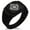 Black, variant on Stainless Steel Nautical Antique Royal Compass CZ Ribbed Needle Stripe Pattern Biker Style Polished Ring