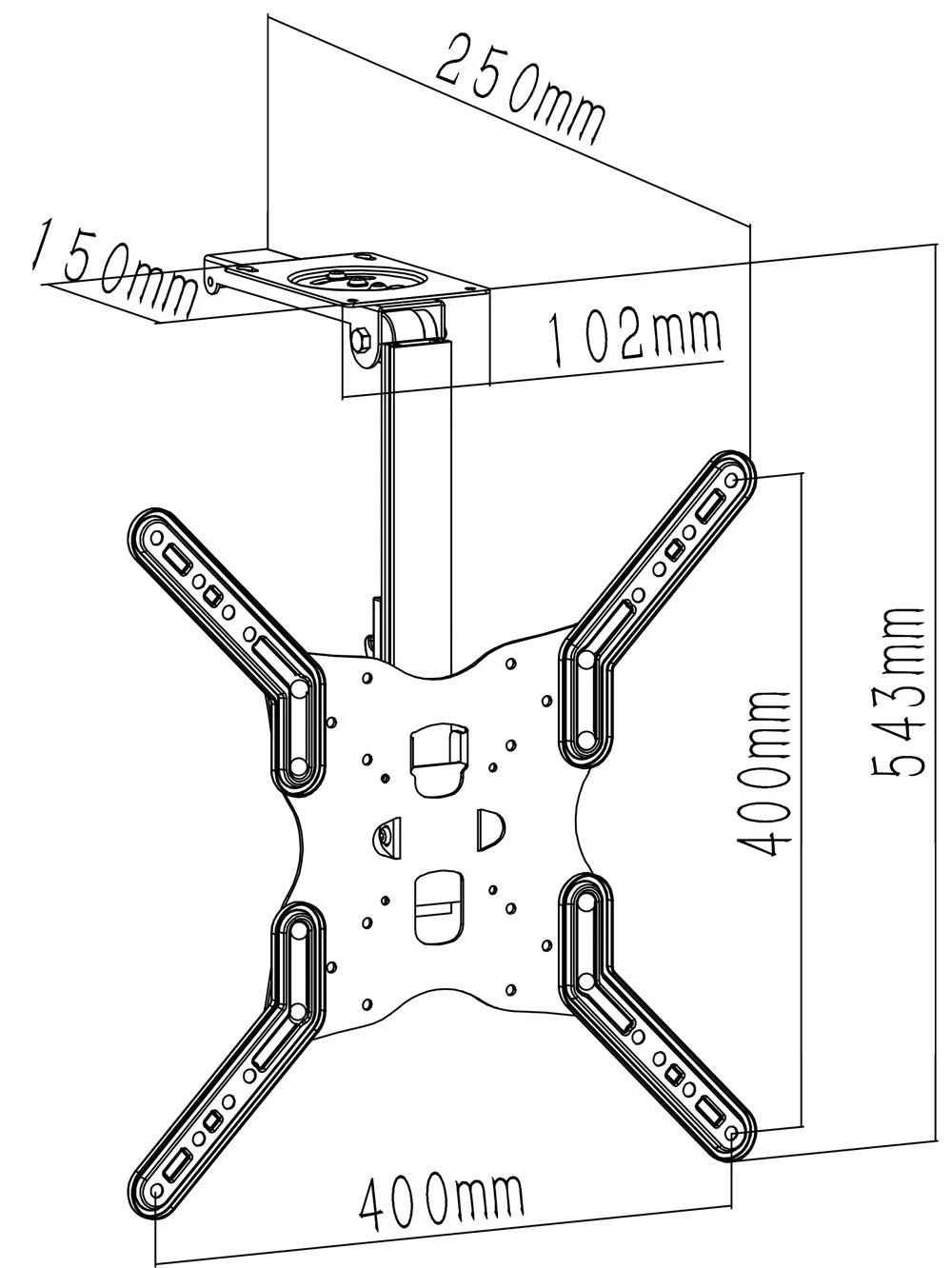 Impact Mounts Folding Ceiling Tv Mount Bracket LCD Led Great for Rvs Motor Homes for 17-55" Screens