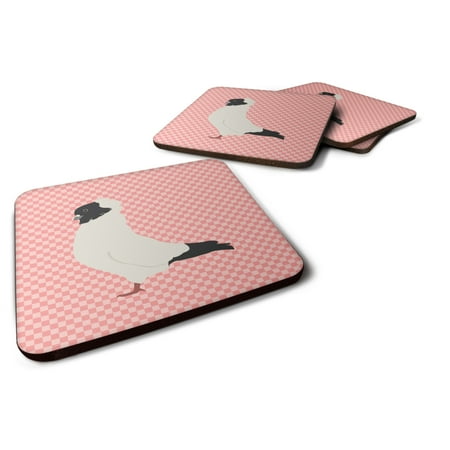 

Carolines Treasures BB7952FC Nun Pigeon Pink Check Foam Coaster Set of 4 3 1/2 x 3 1/2 multicolor