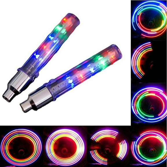 2 Packs Bicycle Waterproof LED Bike Rim Lights for Wheel Tire Valve Spoke