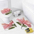 thumbnail image 4 of Pink Hibiscus Shower Curtain 4 Piece Set with Rugs Include Waterproof Shower Curtain Non-Slip Rug Toilet Lid Cover Bath Mat Summer Tropical Waterproof Personality Pattern Bath Curtain, 4 of 8