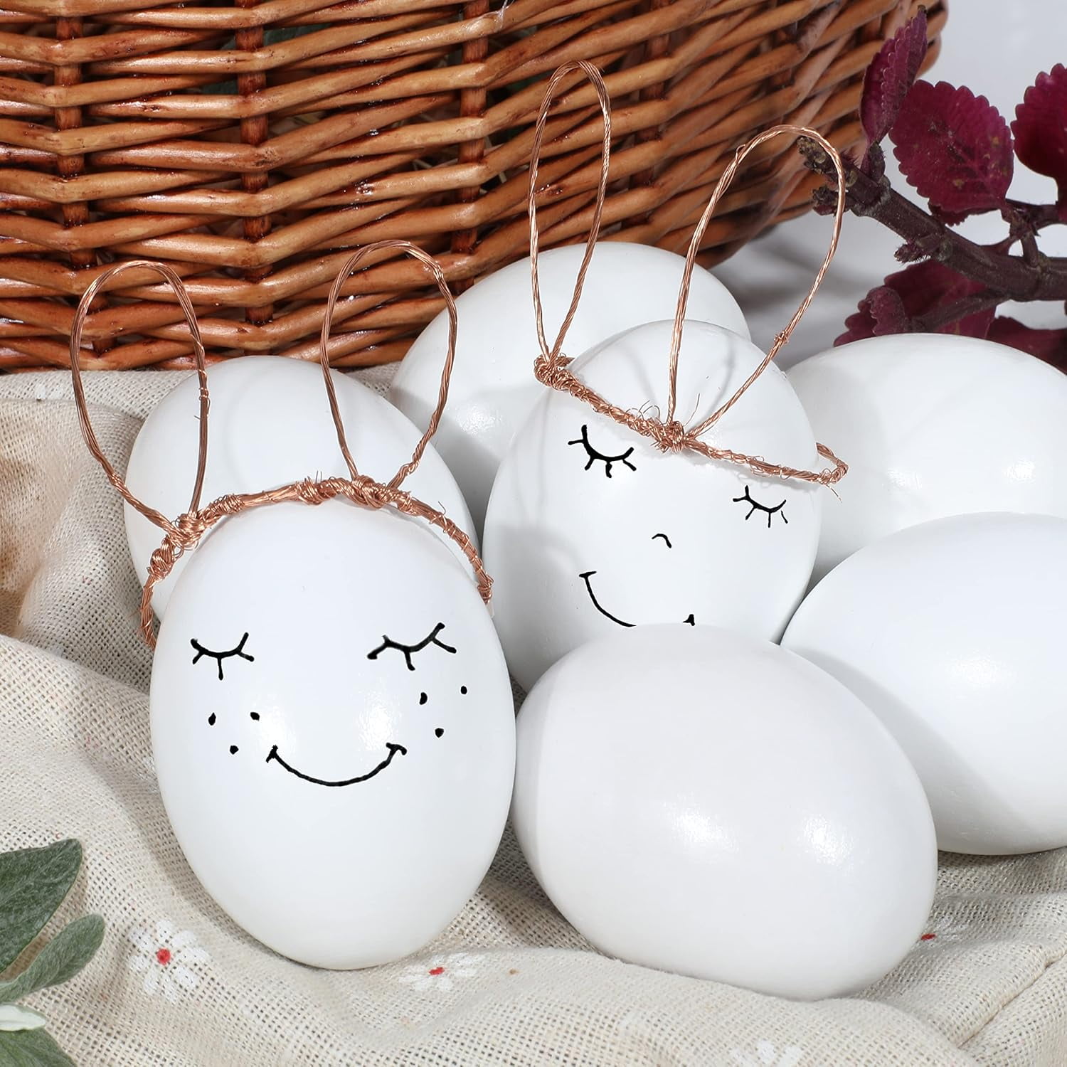 Joyfy 36 Pcs Easter Egg,2.36" Easter Unpainted White Eggs Wooden Decorating for Kids DIY Paint Your Own Egg Decor,Easter Craft,Easter Eggs Hunt,Easter Basket Stuffers,School Activities Supplies