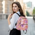 thumbnail image 6 of Fashion Quilted Backpack for Women Lightweight Travel Daypack Casual Bag for Shopping Travel Fruit and Little Ghosts S, 6 of 7