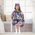 thumbnail image 7 of FORMRS Wearable Blanket Hoodie with Sleeves for Kids Cozy Flannel Sweatshirt, Pink and Purple Flowers, 7 of 7