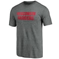 thumbnail image 2 of Men's Heather Gray Wisconsin Badgers Classic Wordmark Tri-Blend T-Shirt, 2 of 3
