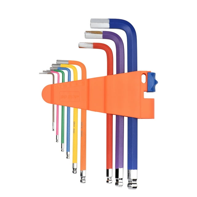 Arealer 9PCS Multicolour L-Key Set Metric Hex Long Arm Ball End Hex Key Set Chrome Vanadium Steel Industrial Grade Allen Wrench Set