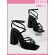 thumbnail image 4 of Everyday Collection Women Criss Cross Buckle Decor Chunky Heeled Sandals, Elegant Black Ankle Strap Sandals For Summer, 4 of 5