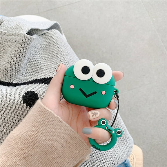 For AirPods Pro Case Cute frog Protective Cover Silicone Bluetooth Earphone Case for Apple AirPods 3 Charger Box Protective case (green)