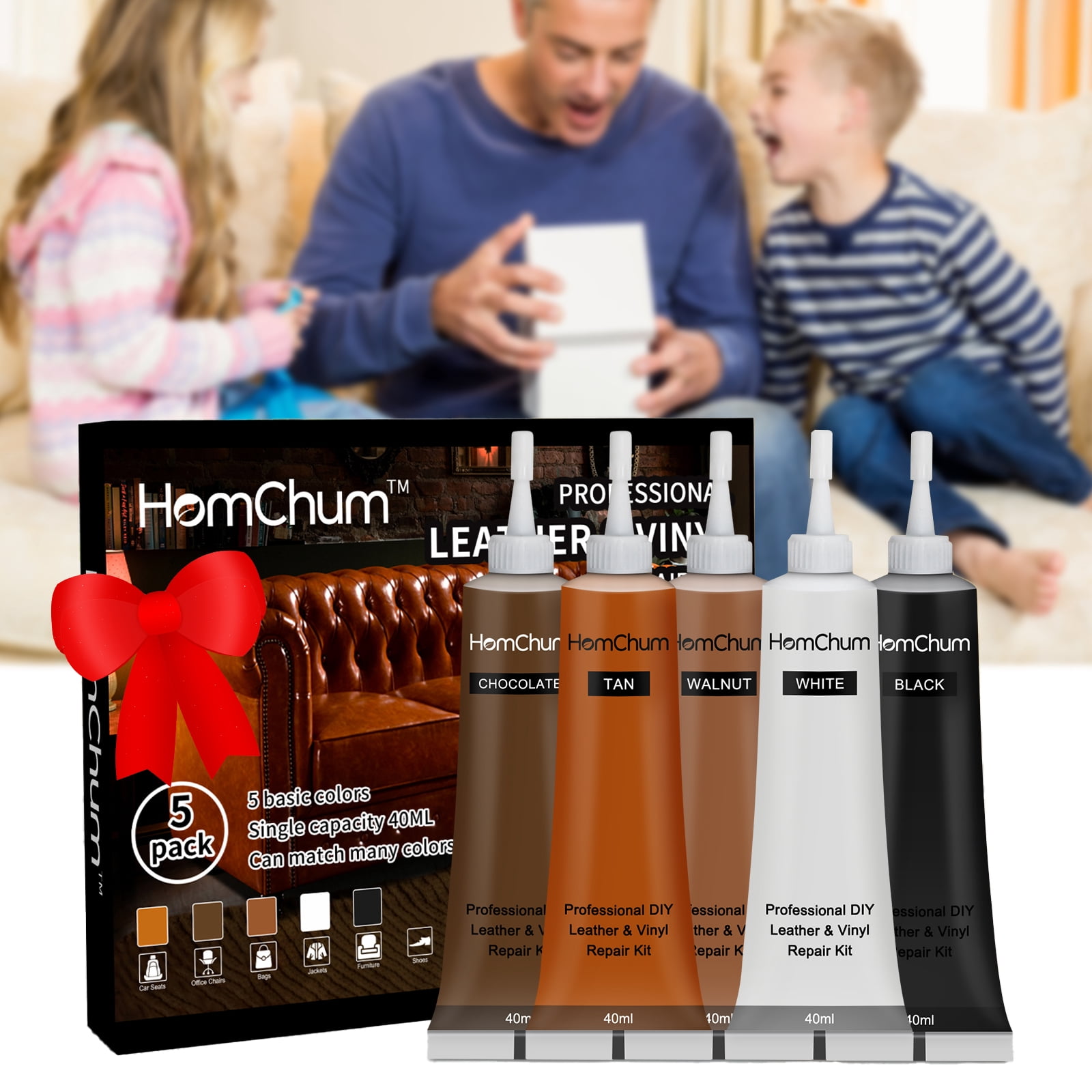 HomChum Brown Leather Repair Kits for Couches, Vinyl and Leather Repair