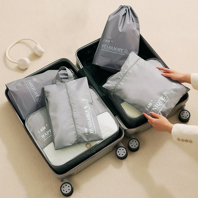Dvkptbk Cubes de Rangement pour Voyage, 6 Organisateurs de Bagages avec Sac à Chaussures, Sac pour Électronique, Sac à Cosmétiques, Cellules de Compression, Sacs d'Accessoires avec Sac à Dos de Voyage en Tissu Léger
