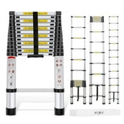 Yesker 12.5ft Telescoping Ladder Aluminum Telescopic Extension Multi Purpose Ladders EN131 Certified - Extendable with Spring Load Locking Mechanism Non-Slip - 330 lb Max Capacity