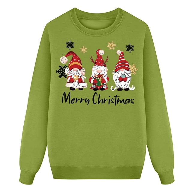 HNMKIU Chandail en Molleton Graphique Fille Décontracté Noël Père Noël & Impression Lettre Basique Col Rond Chandail en Molleton