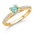 thumbnail image 2 of Gem Stone King 10K Yellow and White Gold Mercury Mist Mystic Topaz and White Lab Grown Diamond Engagement Solitaire Ring (0.73 Cttw, Round 5MM, Gemstone, Available in Size 5, 6, 7, 8, 9), 2 of 4