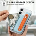 thumbnail image 6 of Allytechgroup iPhone 16 Plus Case with Cards Holder & Hand Strap, Clear Back Cover Shockproof Drop Protective Anti-Yellowing Bumper Phone Case for Apple iPhone 16 Plus, Skyblue, 6 of 11