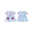 thumbnail image 2 of BemeyourBBs Kids Toddler Baby Girls Valentines Dress Outfit Little Girl Spring Summer Clothes Puff Short Sleeve Doll Collar Heart Embroidery A Line Dress, 2 of 9