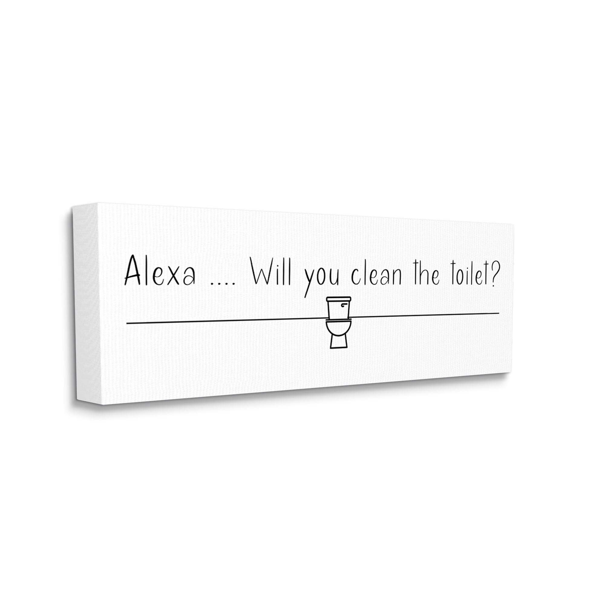 Stupell Industries Alexa Clean The Toilet Funny Bathroom Phrase Minimal, 24 x 10,Design by Susan Jill
