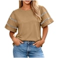 thumbnail image 2 of Lmueinov Womens Summer Short Sleeve Tops Crew Neck Tee with Decorative Cutout Sleeves 2026 Fashion Casual Loose Fit Cute Basic TShirts, 2 of 4