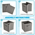 thumbnail image 5 of 12 Pcs Cube Storage Bin 11'' Storage Bins for Room Decor Colorful Bins Foldable Baskets for Nursery Organizer Boxes Fabric Boxes (Black, Gray, Beige), 5 of 14