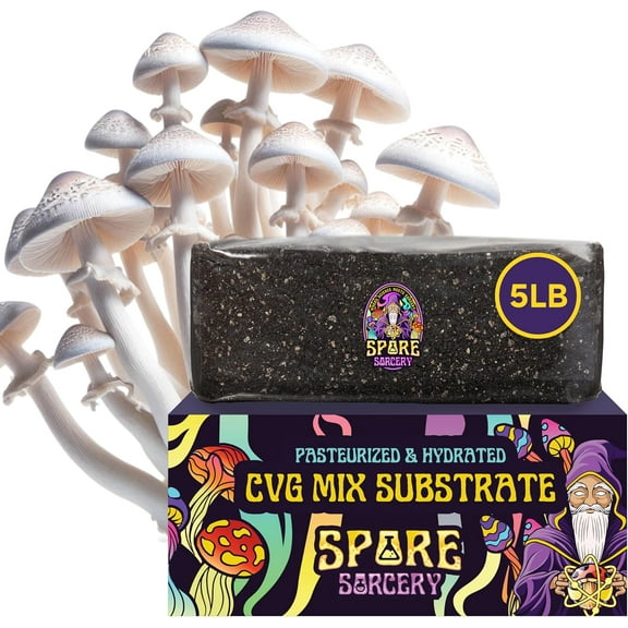 5 LB Pasteurized & Hydrated Mushroom Substrate | CVG Mix with Coir, Vermiculite, Gypsum & Azomite | Grows Like Magic in Monotubs, Dubtubs & Grow Bags (5 LB Bag)