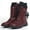 Red, variant on Women's Waterproof Winter Snow Boots with Warm Comfortable , Anti Slip Rubber Mid-Calf Booties Outdoor Red 6(37)