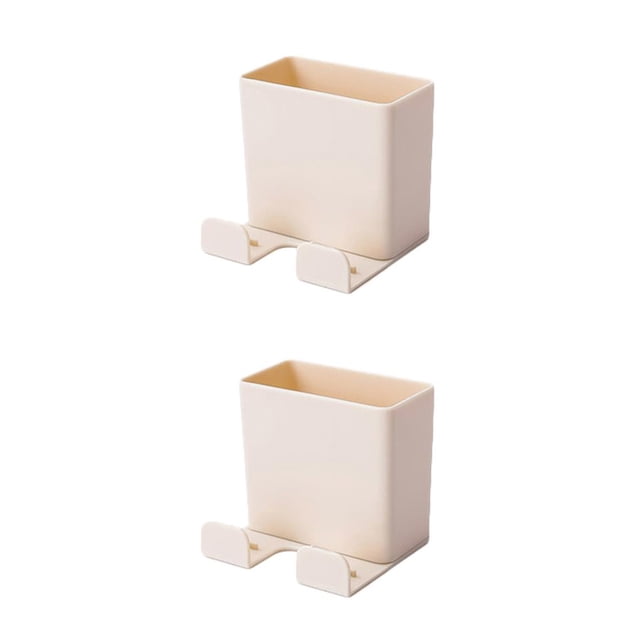 Wweixi 1pcs Wall Mounted Organizer Storage Box Remote Control Air Conditioner Storage Case Mobile Phone Plug Holder Stand Container beige 2Set