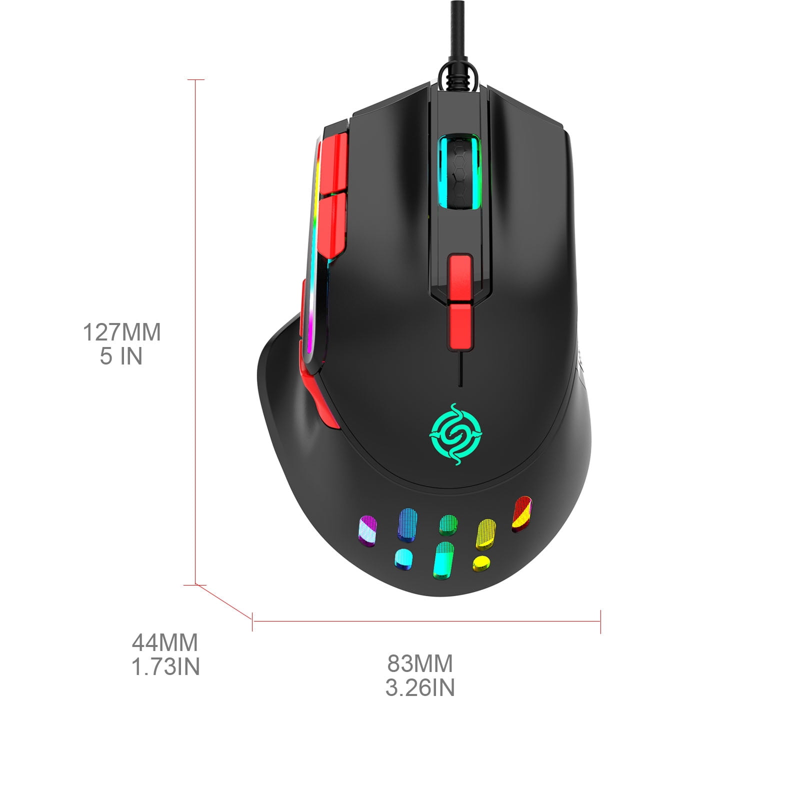 9-Key USB Wired Ergonomic Gaming Programming 6400DPI RGB Optical Mice Mause For Computer Laptop