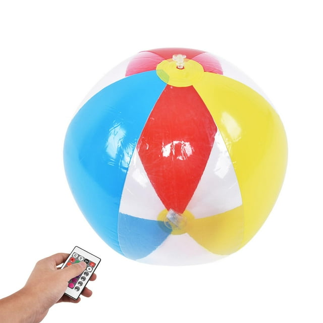 Beach Ball 40cm Floating Inflatable Pool Toy Waterproof with LED Light for Party Pool Decoration Garden