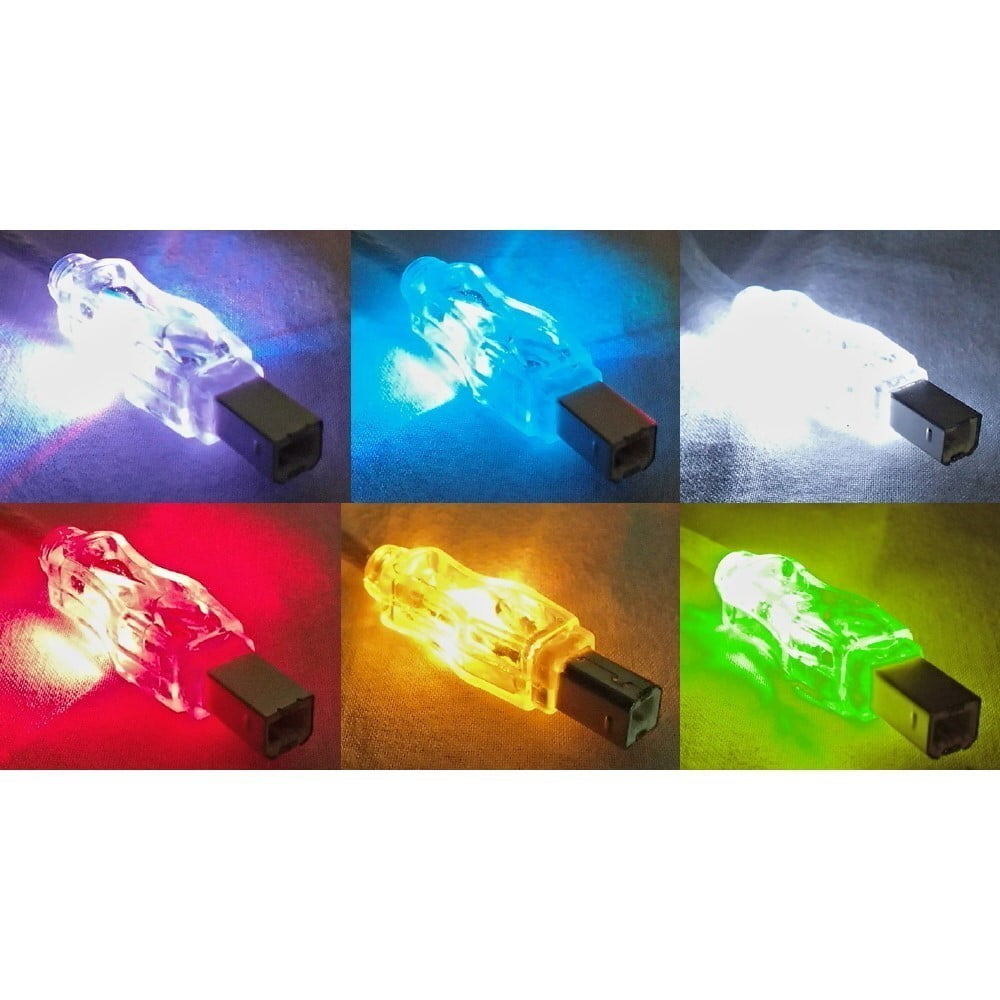 QVS USB 2.0 480Mbps Type A Male to B Male Translucent Cable w//Multi-color LEDs