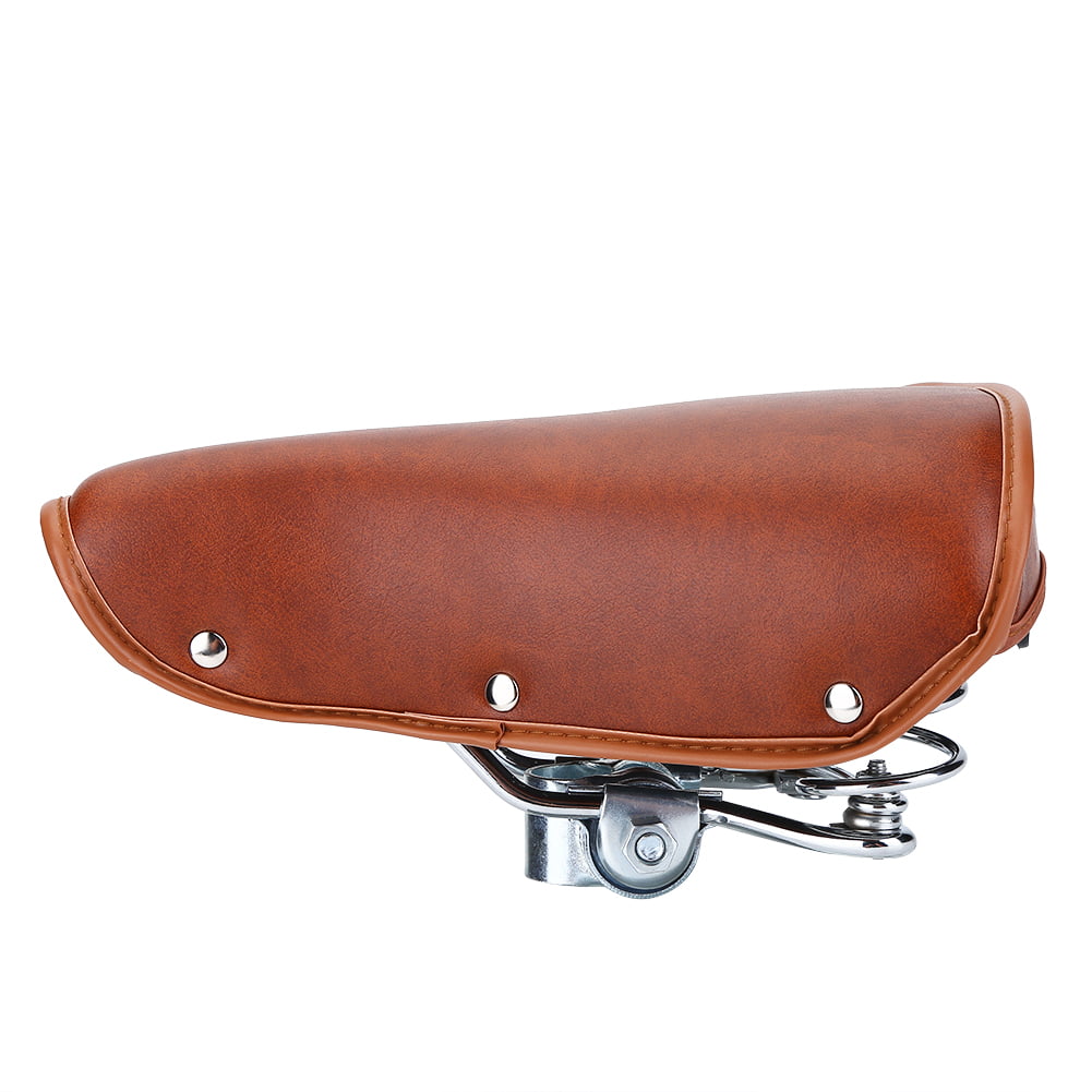 Universal Comfortable Rivets Cowhide Mountain Bike Seat Durable Springs Bicycle Saddle Pad 