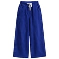 thumbnail image 5 of Falkdiz Girls Denim Pants Outdoor Wide Leg Trousers Solid Color Drawstring Relaxed fit Elastic Waist Drawstring Pockets for Girls Gift , Blue , Size: 12, 5 of 8