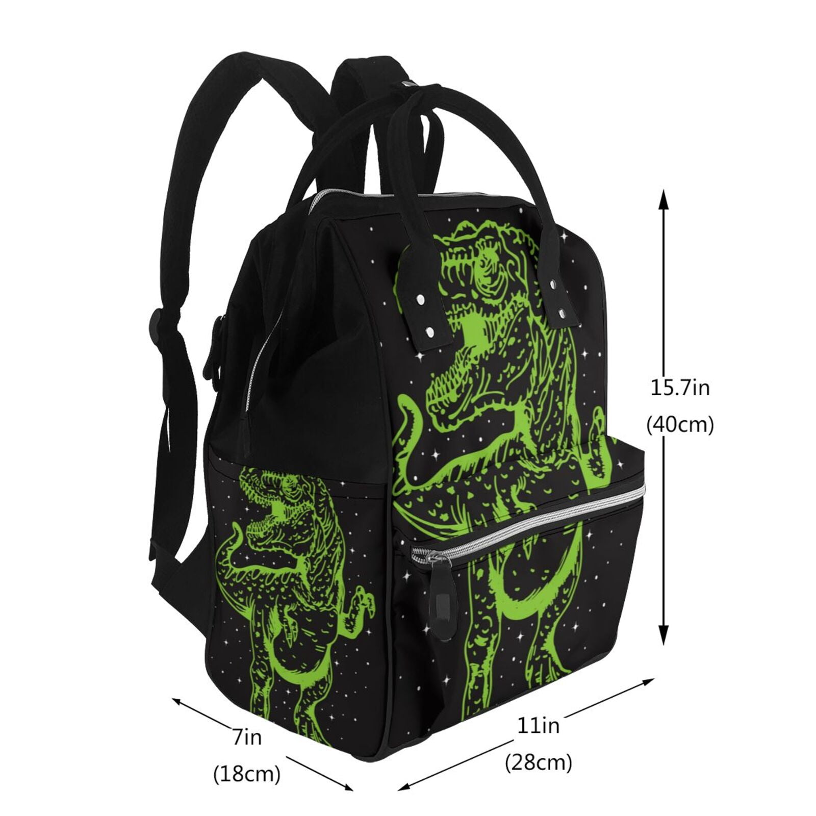 Ratiio DINOSAUR IN SPACE Mummy Backpack - Waterproof Twill Canvas, Large Capacity Diaper Bag with Multiple Pockets and Adjustable Straps