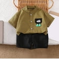 thumbnail image 2 of Jiilone Toddler Boys Outfit Sets Summer Sports Suits Casual Plaid Print Short Sleeve Shirts + Shorts Sets Kids Boys Two Piece Playwear Clothing, 2 of 3