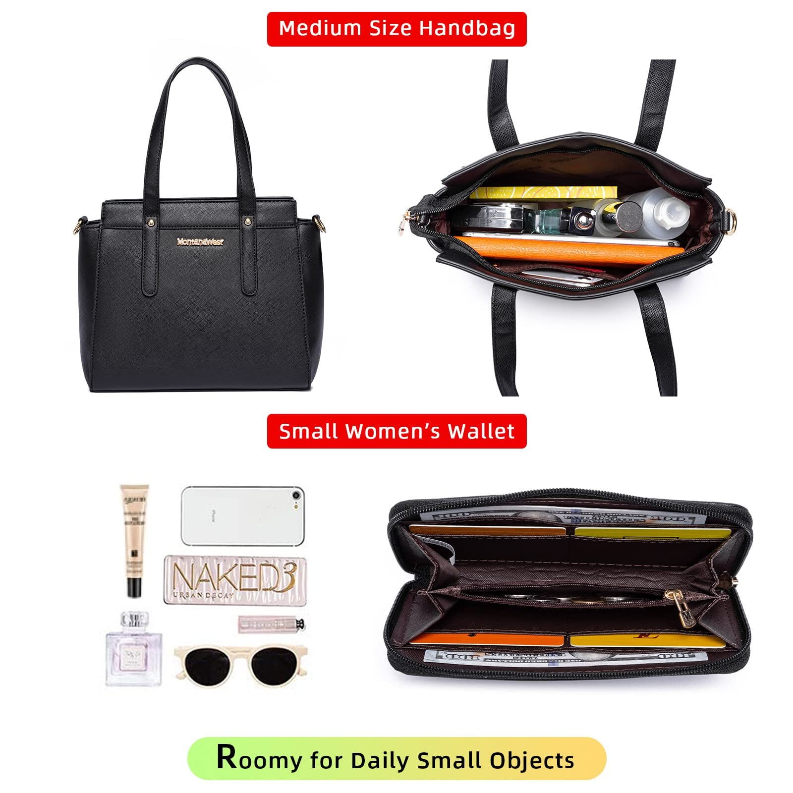 Montana West 3PCS Purses for Women Tote Bag and Wallet Set Shoulder Satchel Handbags