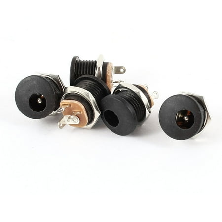 Panel Mount Dc Power Jack - Unique Bargains 5 Pieces Plastic Shell Panel Mount DC Power Jack Socket Connectors 2.1mmx5.5mm