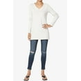 thumbnail image 6 of TheMogan Women's V-Neck Long Sleeve Top Basic Stretch Cotton Relaxed Slim Fit T-Shirt Bone S, 6 of 7
