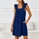 thumbnail image 2 of TaTaai Ladies Fashion Square Neck Sleeveless Solid Color Ruched Dress Elegant Casual Style Soft Breathable Stretchy Dress Ideal for Daily Wear and All Occasions Gift, 2 of 6