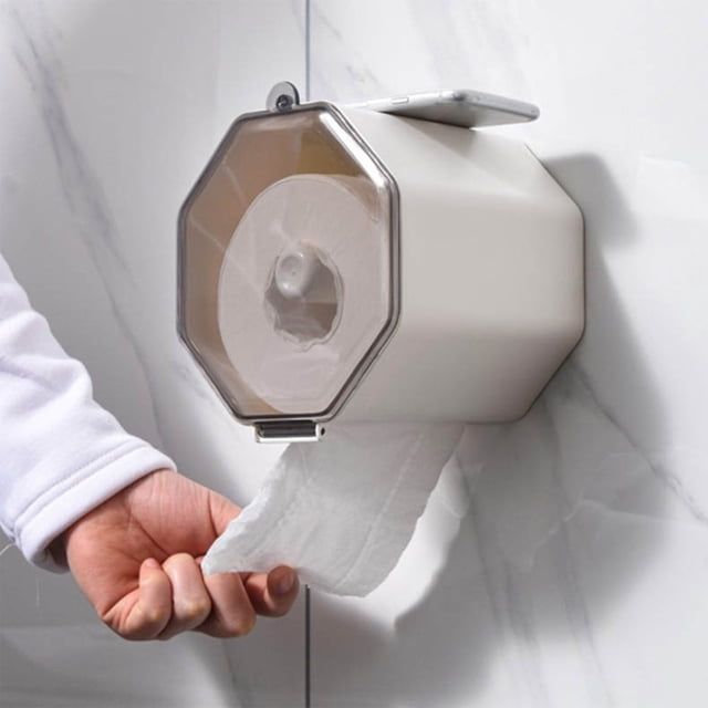 Portarrollos magnético de pared para papel higiénico, instalación sin taladros, cambio rápido de rollo, práctico organizador para cocina o baño Aestivo | Blanco | AESTIVO