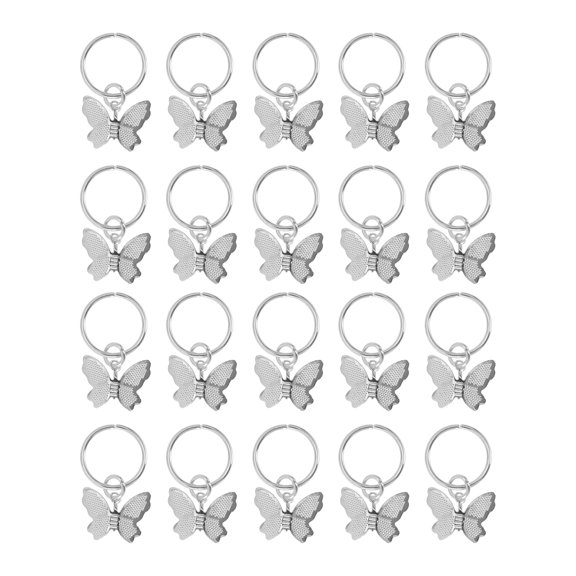 Unique Bargains 20 Hair Cuffs Dreadlock Butterfly Dreadlock Hair Clips Silver Tone