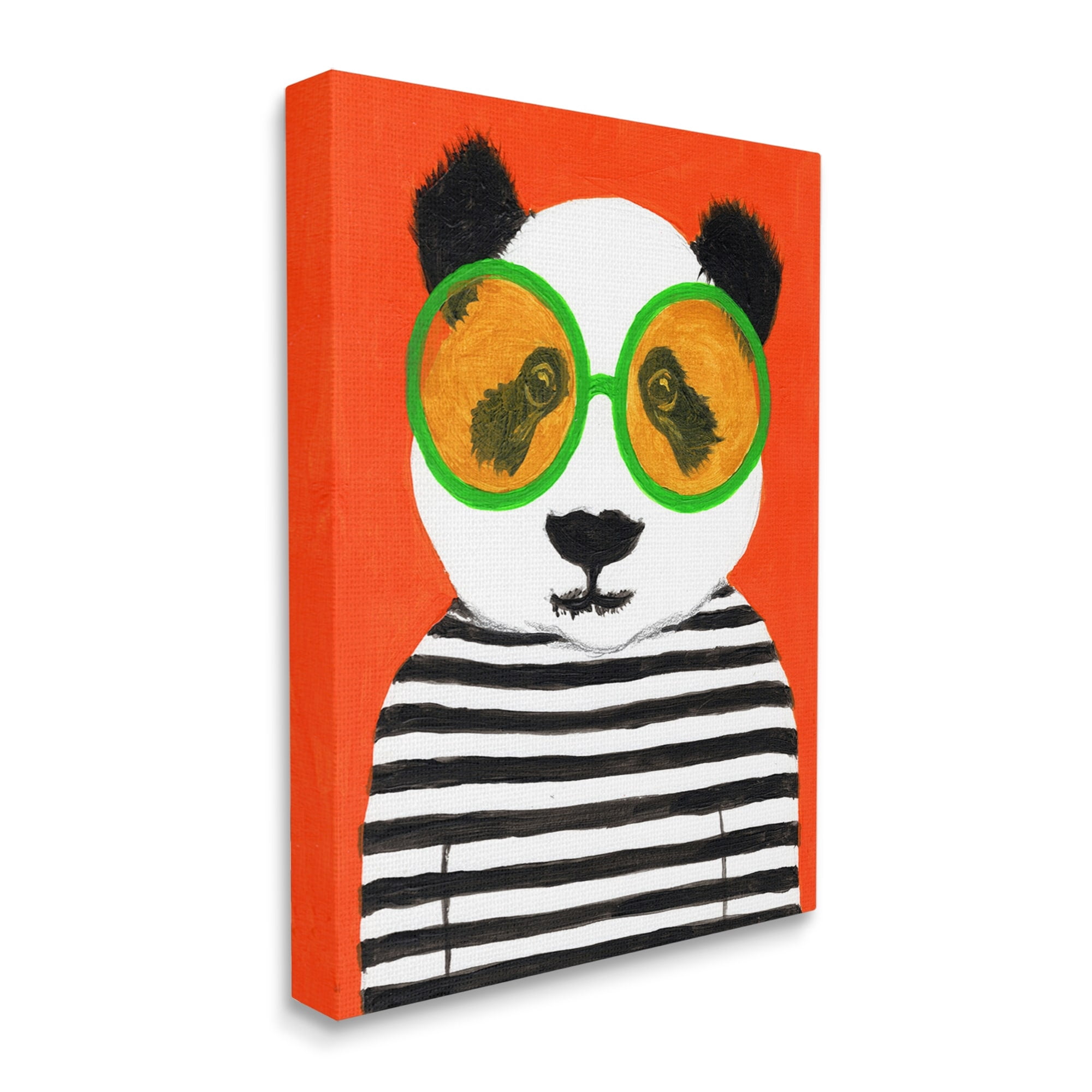 Stupell Industries Bold Panda Bear Striped Shirt Animals & Insects Painting Gallery Wrapped Canvas Print Wall Art
