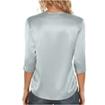 thumbnail image 3 of XAOFW Elegant Solid Color Short Sleeve T Shirt For Women Lightweight Satin Knit Tees With Crew Neck For Summer Trendy Top XL, 3 of 9