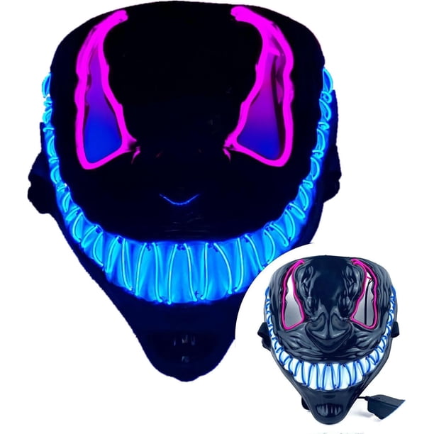 Máscara de Veneno LED para Halloween con Efecto Aterrr, Miedo Brillante, Cara de Villano, para Fiesta, Adultos y Jóvenes