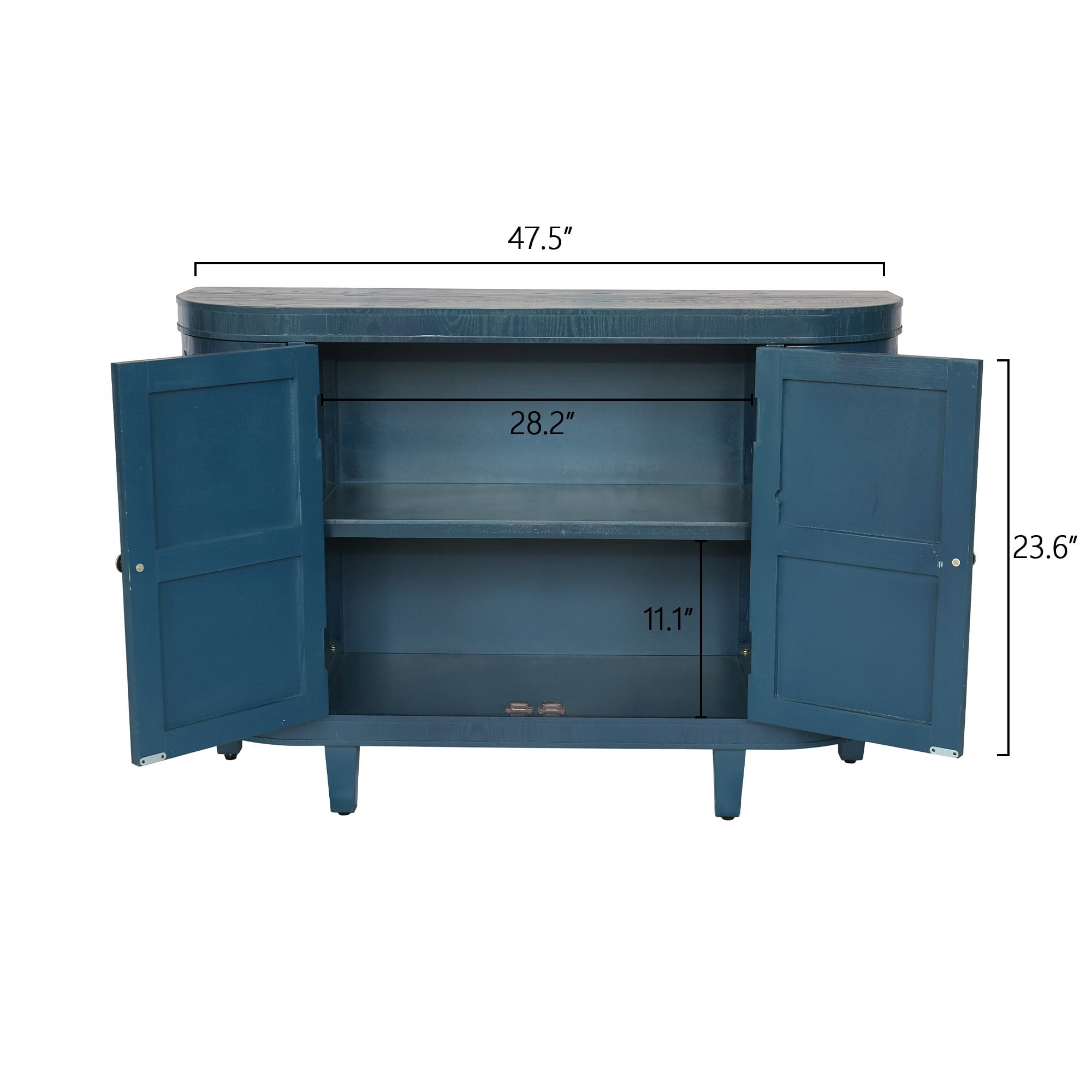 AENKYO Vintage Accent Cabinet with Carved Doors – Stylish Sideboard Buffet for Living Room & Entryway, Dark Blue