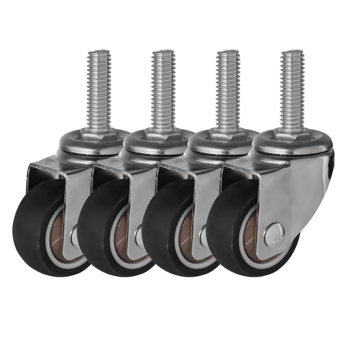 4 pack of 1/2”-13 threaded stem with 4 by 1-1/4” rubber wheels swivel casters 