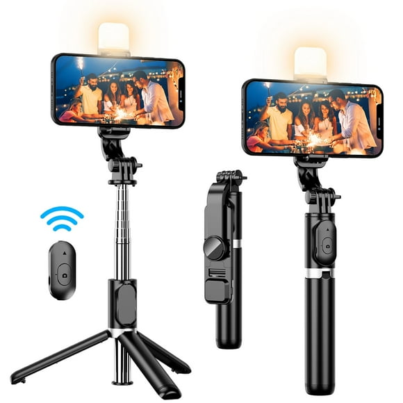 Perche à Selfie Portable 41 Pouces Trépied de Téléphone avec Télécommande Sans Fil Support Extensible Rotation 360 Compatible avec iPhone