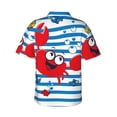thumbnail image 3 of Bixox Men's Hawaiian Shirts Men's Red Funny Crab on Blue Stripe Print Short-Sleeve Shirt-Medium, 3 of 8