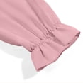 thumbnail image 6 of Girls Pink Long Sleeve Ruffle Blouse Mock Neck Casual Dressy Tops for School Button Down Shirt,Size 9-10 T, 6 of 6